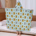 thumbnail image 5 of Sunflower and Daisy Blue Pattern Hooded Bath Towel Wrap for Teens Ages 3 To 12, Soft Lightweight Quick Dry Microfiber Bath Beach Pool, 60"x35", 5 of 6