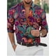 thumbnail image 1 of Camisa de hombre Camisa estampada Camisa floral con cuello vuelto Estampado 3D Ropa diaria Festividades Manga larga Botones Ropa Casual Transpirable, 1 of 6