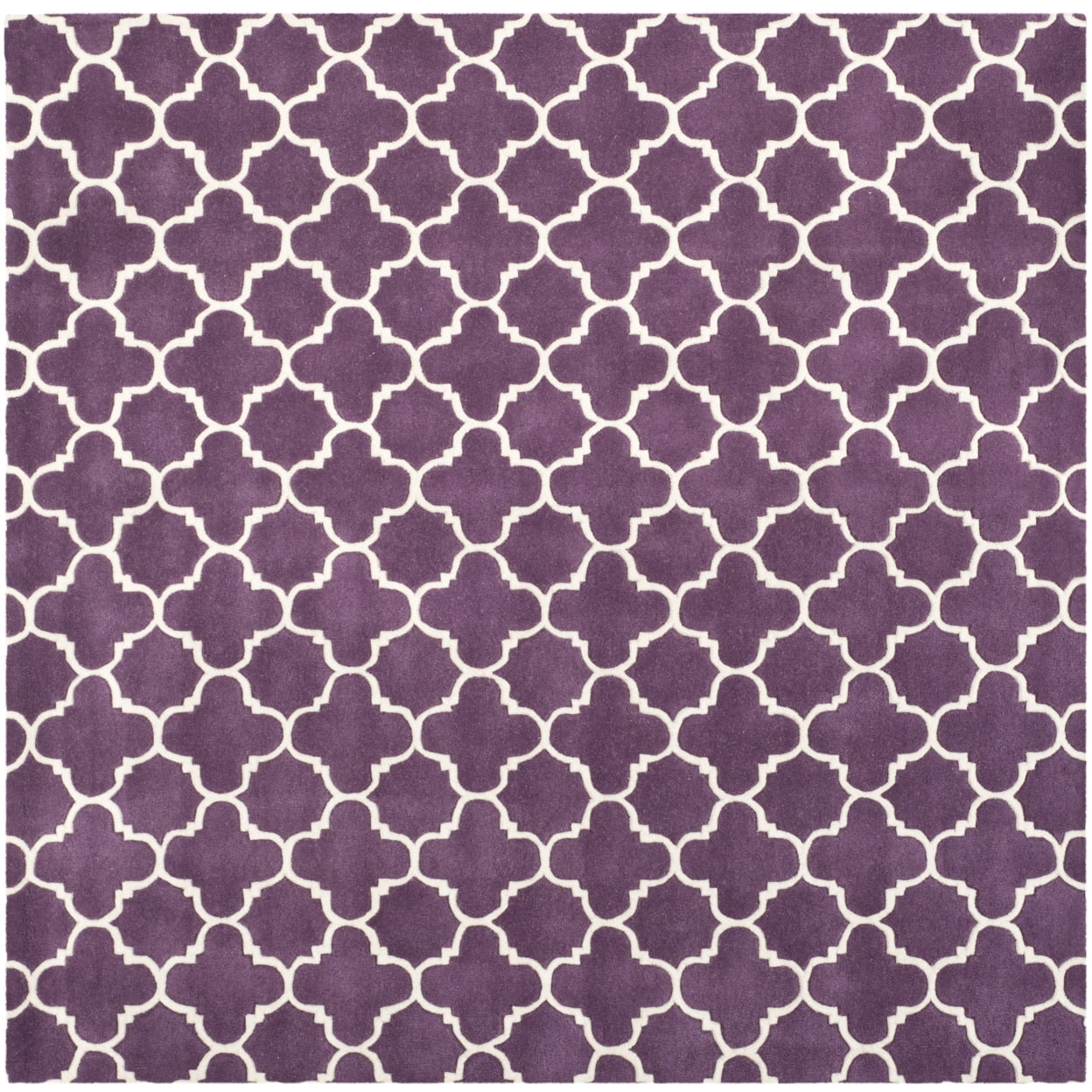 SAFAVIEH Chatham Jacob Geometric Quatrefoil Wool Area Rug, Purple/Ivory, 4' x 6'