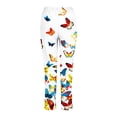 thumbnail image 4 of Womens Linen Capris for Summer,Women's Capri Pants Floral Print Casual Summer Cotton Cropped Pants Trousers,Linen Pants for Women Elastic Waist Palazzo Lounge Pants, 4 of 5