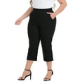 thumbnail image 5 of HDE Women's Plus Size Pull On Capris with Pockets Cropped Pants Black 1X, 5 of 6
