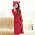 thumbnail image 2 of HAOTAGS Bathrobe for Teen Girls, Fall Winter Thickened Casual Loungewear Red 14 Years, 2 of 8