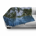 thumbnail image 3 of Landscape Soft Flannel Fleece Blanket, Infinity Pool with Palms Reflections and Crystal Water Tropic Resort Photo, Cozy Plush for Indoor and Outdoor Use, 70" x 90", Blue Green White, by Ambesonne, 3 of 6
