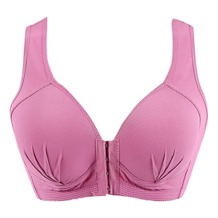 

Qcmgmg Women s Minimizer Bras Front Closure Full Coverage Push Up Wireless Bras with Support and Lift Purple 42