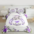 thumbnail image 2 of jejeloiu Watercolor Loves Rainbow Bedding Comforter Set,Wild Elephant Rustic Floral Twin Comforter Sets,Purple White Bedding Set For Kids,Ultra Soft Home Decor Reversible,2-Piece, 2 of 8