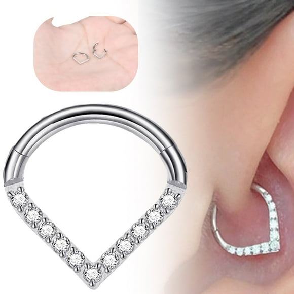Wentin Reduced Earrings Surgical Septum Daith Tragus Cartilage Piercing Jewelry Teardrop Nose Hoop Cube Zircon Paved