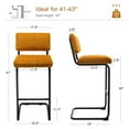 thumbnail image 4 of Zesthouse 30" Bar Stools Set of 2, Tufted Velvet Bar Height Stools Chairs with Back and Metal Legs, Mid Century Modern Barstools for Kitchen Island, Orange, 4 of 10