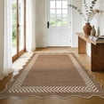 thumbnail image 2 of HIWEAVERBrown5' x 7' Scalloped-edge Easy Jute Area Rug for Living Room Modern Bordered Indoor Outdoor Neutral Carpet for Patios Non Slip Washable Throw Mat for Home Decor, 2 of 7