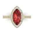 thumbnail image 2 of 2.38ct marquise cut red natural garnet 18k yellow gold halo Bridal Wedding Engagement Promise Anniversary Ring for Women size 4.5, 2 of 7