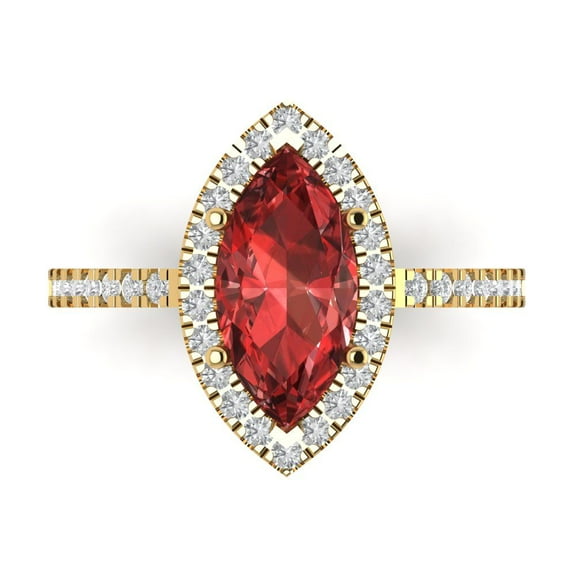 Halo Engagement Ring for Women - 2.38ct Natural Garnet in 18K Yellow Gold Promise Ring