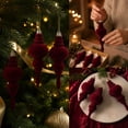thumbnail image 4 of 2026 Christmas Indoor Decoration Flocked Finial Christmas Tree Ornaments 6Pcs Vintage Hanging Spire Drop Baubles Assorted Shapes For Xmas Party Decor, 4 of 7