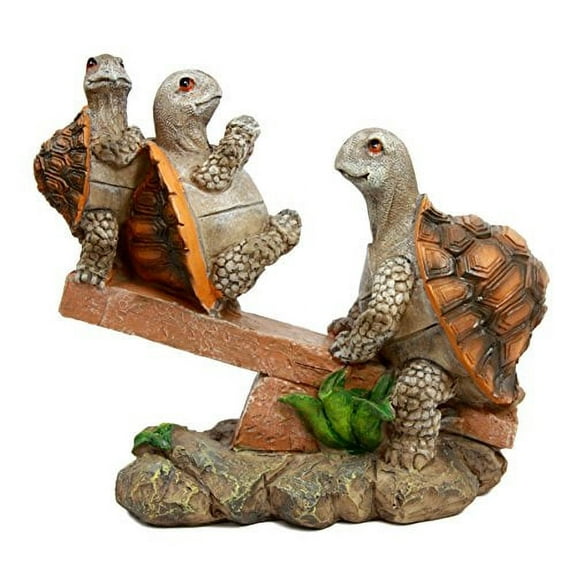 Ebros Mother Turtle Playing with Her Babies On Forest Seesaw Figurine 6.5" H