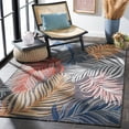 thumbnail image 4 of SAFAVIEH Cabana Oakley Botanical Indoor/Outdoor Area Rug, Black/Rust, 5'1" x 5'1" Square, 4 of 17
