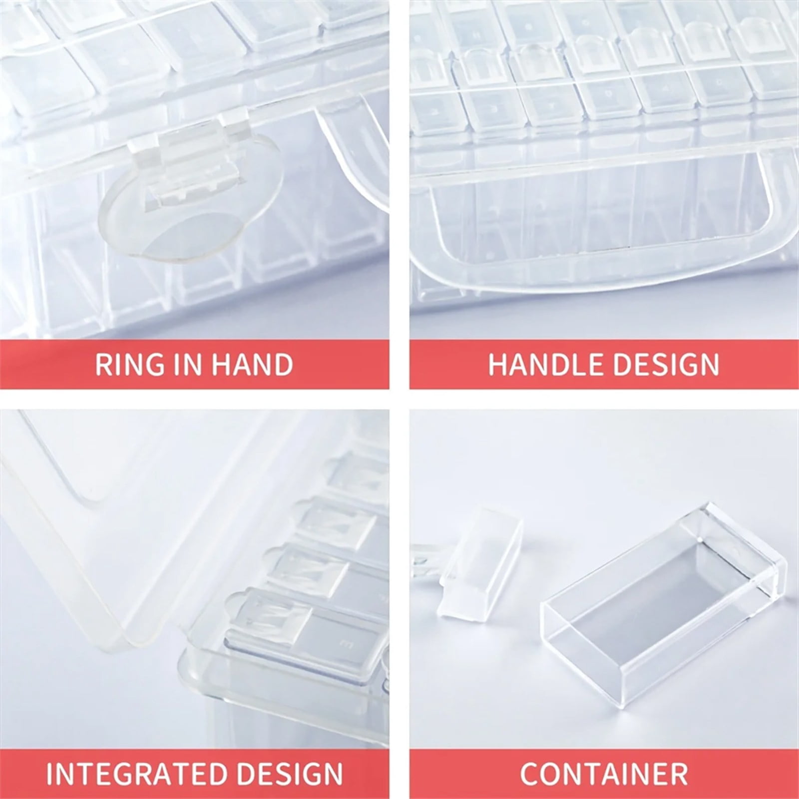 Grid Storage Box Cozival 64-Grid Transparent Plastic Storage Box with Dividers - Adjustable Organizer for Jewelry, 5D Embroidery & Art Accessories, Portable for Crafts & Beads, Craft Organizer, White