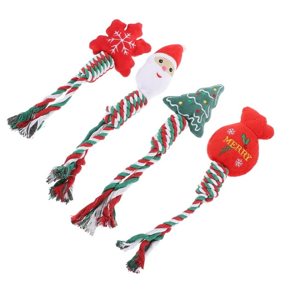 Raindrops 4Pcs Chewing Toy Christmas Tree Plush Dog Toys for Dogs