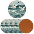 thumbnail image 2 of Seagull Microfiber Leather Round Coasters (6PCS), 11x11 cm/4.3x4.3 in, Slip Drink Coasters Set for Home and Kitchen, Durable and Easy to Clean Square Drink Coasters., 2 of 6