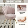 thumbnail image 6 of Daluvenix Velvet Accent Chair with Gold Metal Legs, Shell Design Vanity Makeup Chair for Living room, Modern Upholstered Guest Chair, Pink, 6 of 9