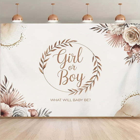 Boho Gender Reveal Backdrop Girls or Boys What Will Baby Be Photography Background Elegant Bohemia Floral Gender Reveal Party Decorations Banner Supplies Photo Booth Props