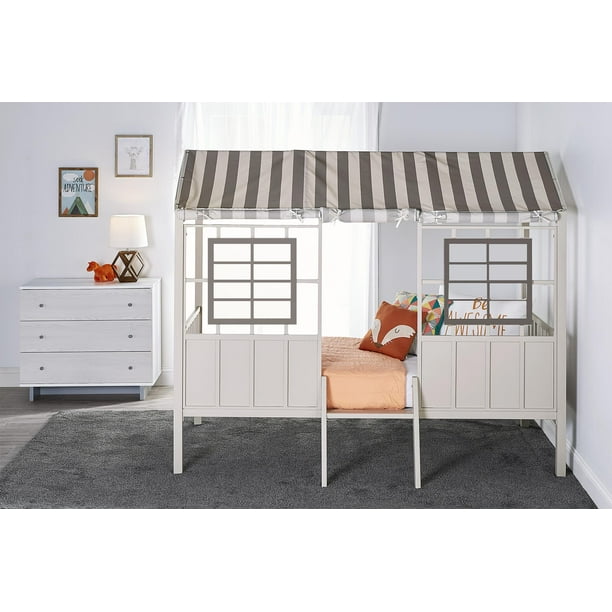 Little Seeds Rowan Valley Forest Loft Twin Bed, White and Gray