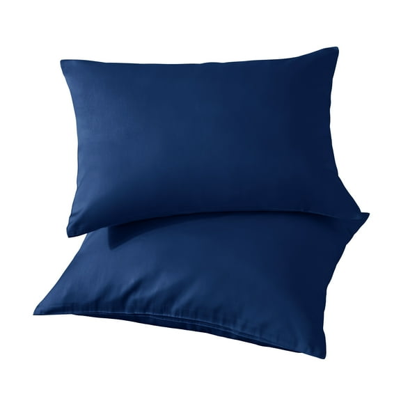 Super Soft Cotton Pillowcase Set of 2, Machine Washable Cotton Bed Pillow Covers with Envelope Closure, Queen Size, 20 x 30 inches, Navy Blue