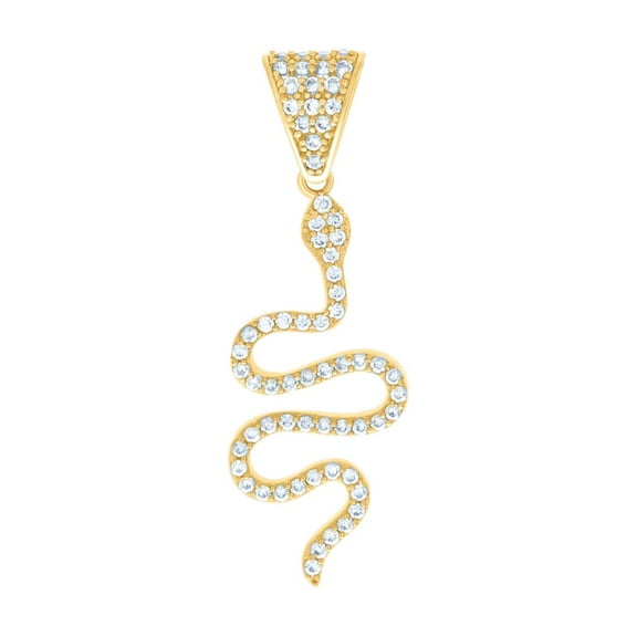 10k Yellow Gold Womens Cubic Zirconia Snake Reptiles Wildlife Charm Pendant Necklace 39.1x13.5mm Wide Pendant for Women