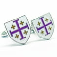 thumbnail image 4 of Perfect-Cufflinks Crusader Cross Cufflinks White with Purple Yellow Enamel, 4 of 5