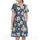 thumbnail image 1 of Fotbe Flower Vestido Largo de Moda para Mujer, Vestido Tipo Camiseta con Manga Corta y Estilo Casual a Rayas y Bloques de Color, 1 of 6