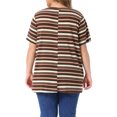 thumbnail image 3 of Agnes Orinda Women's Plus Size Babydoll Top V Neck Short Sleeve Multi-Color Striped Summer Casual Blouse 3X Brown, 3 of 6