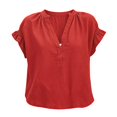 thumbnail image 5 of QASIEATN Trendy Essentials Clothing for Women: Elegant Short Sleeve V Neck Blouse Fall Fashion Outfits for Women, 5 of 6