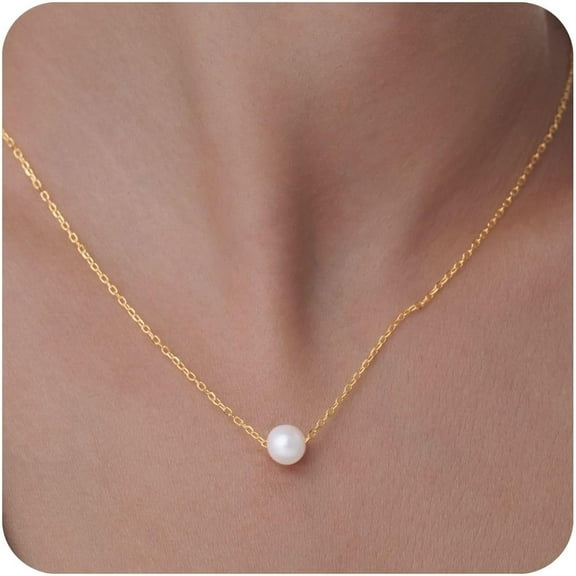 Pearl Quality Necklaces for Women Sterling Silver Necklace Dainty Gold Pearl Necklace Pearl Pendant Choker Jewelry[v066]