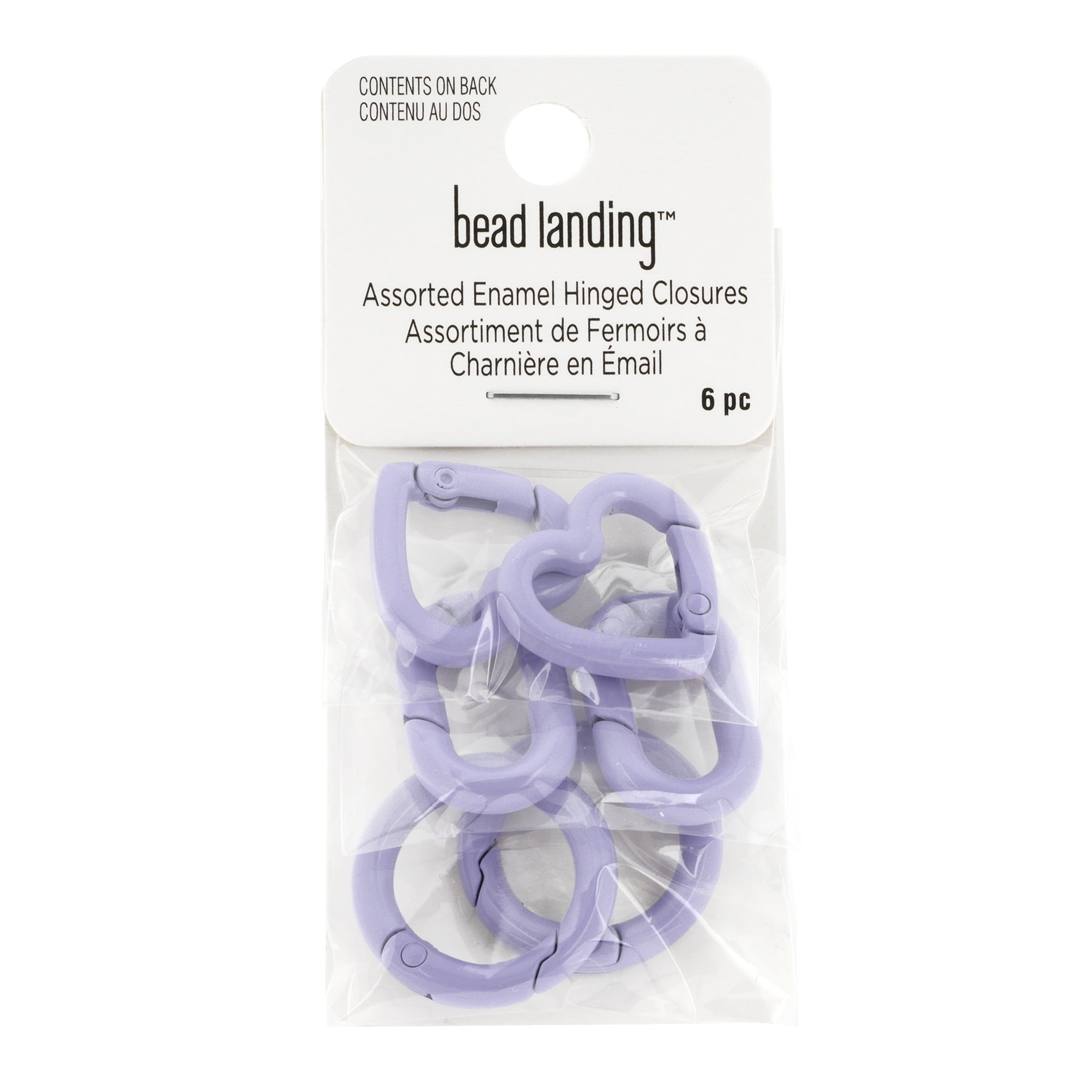 Bead Landing Assorted Enamel Hinged Closures - 6 Closures per Set (72 Total), Nickel-Free Zinc Alloy in Heart, Oval & Round Shapes for Jewelry Making, 12 Pack