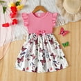 thumbnail image 2 of XEGLSBU Dresses for Girls 5-6 Elegant Floral Ruffle Baby Girl Dress with 3D Bowknot and Sleeves for Toddler Party Outfit Hot Pink Size 6-7 Years, 2 of 9