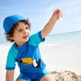 thumbnail image 2 of LRen Toddler Boy Swimsuit Boys Swim Set 2 Piece Short Sleeve Boys Swimming Shirt Trunks Rash Guard Bathing Suits, 2 of 9