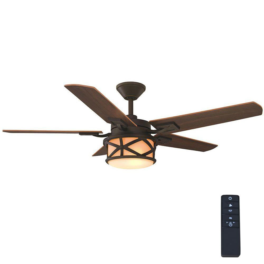 Indoor 3 Blades Glossy Black Ceiling Fan w/ Remote Home Decorators Chaplin 52in 