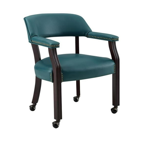 Bowery Hill Teal Arm Chair with Casters
