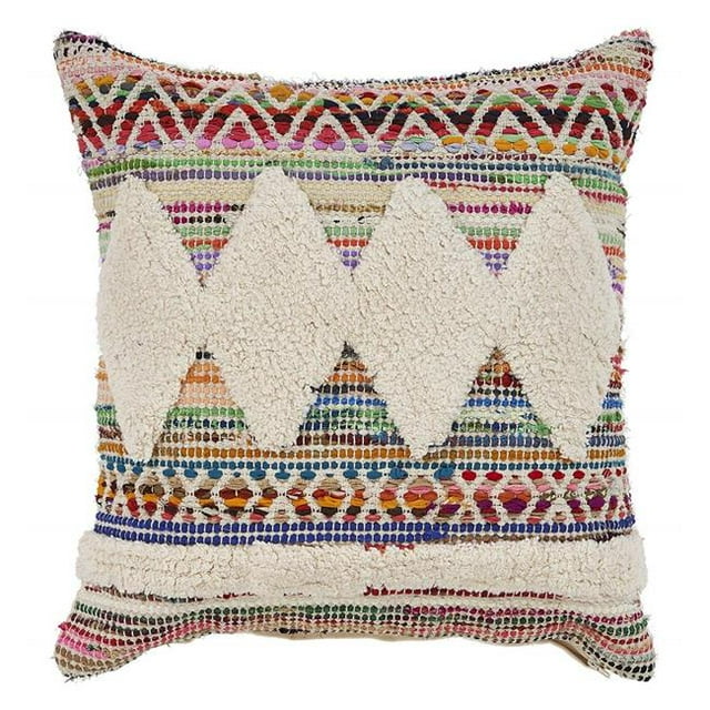 LR Resources PILLO07342MLNIIPL White Diamond Chevron Square Throw Pillow - Multi Color & Natural