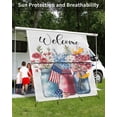 thumbnail image 3 of 4th of July RV Awning Sun Shade Screen 9'X7' Welcome Floral Vase Mesh Sunscreen American Flag Awning Shade Screen with Zipper UV Blocker Completed Kits Outdoor Canopy for RV Motorhome Camper Travel, 3 of 7