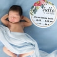 thumbnail image 5 of Hello I'm New Here Bright Floral Newborn Sign / 10" Round Dry Erase Fill In Infant Baby Hospital Round Photography Sign / Botanical Birth Announcement Circle Photo Prop, 5 of 6