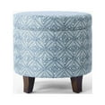 thumbnail image 6 of HomePop Round Storage Ottoman, Indigo Print, 6 of 11