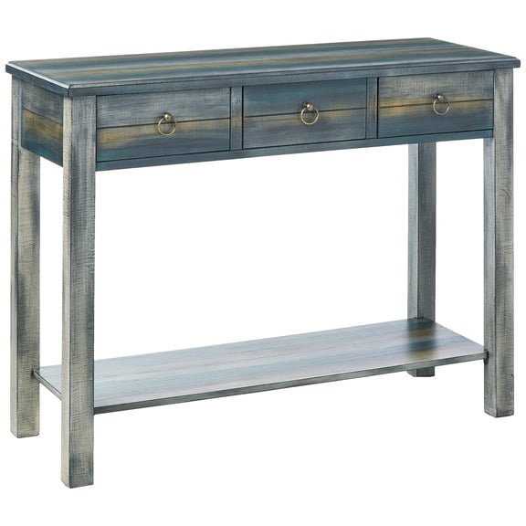 Bowery Hill Wood Antique White Console Table Rectangular Unassembled