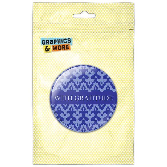 With Gratitude Elegance Blue Pinback Button Pin Badge