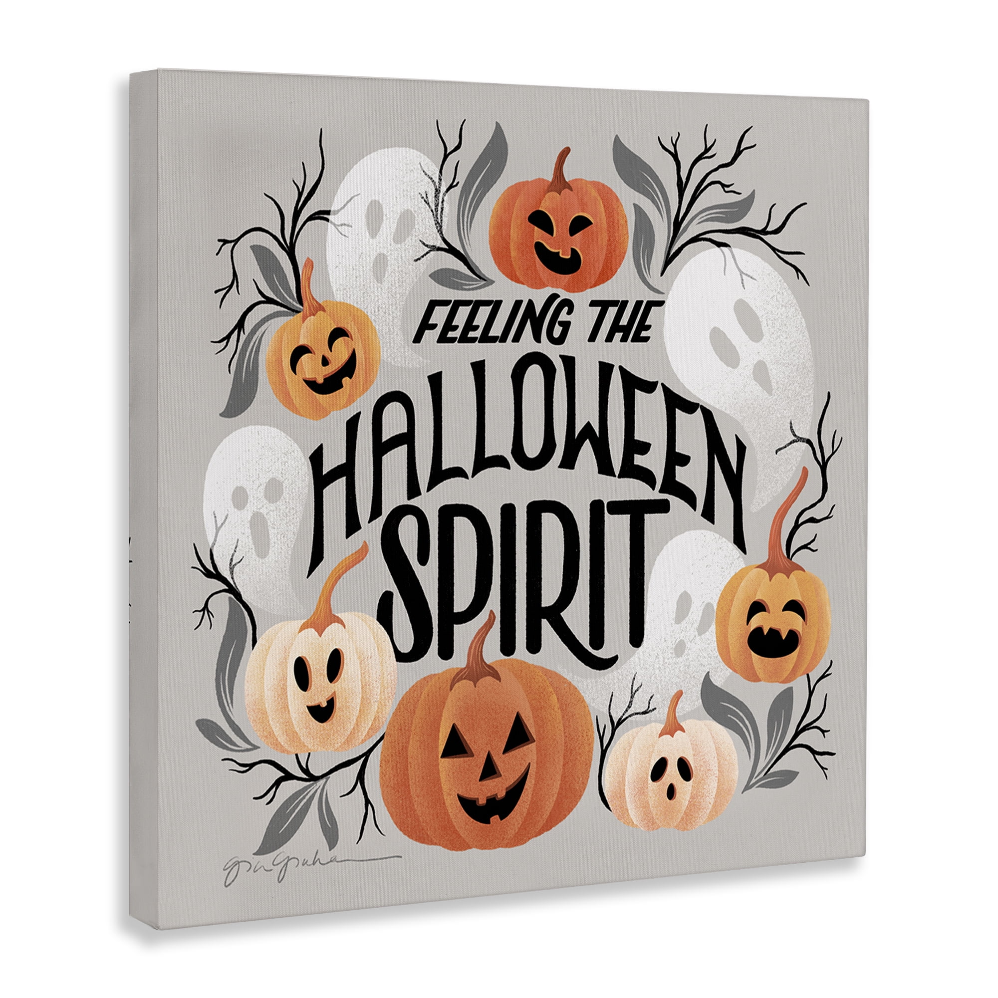 Stupell Industries Feeling Halloween Spirit Holiday Painting Gallery Wrapped Canvas Art Print Wall Art, 30 x 30