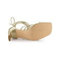 thumbnail image 5 of BLISSFUL STEP Women's Lace Up Strappy Block High Heels Sandals Gold 6, 5 of 7