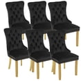 thumbnail image 7 of Sumdeal Mid-Century Modern Dining Chairs with Lion Head Pull Ring - High-End Tufted Velvet Upholstered Accent Chairs with Golden Legs & Nailhead Trim,Black,Set of 6, 7 of 7