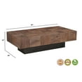 thumbnail image 7 of Rectangular Solid Wood Coffee Table Mango Wood Dark Brown Top with Dark Base, 7 of 7