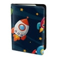 thumbnail image 2 of Pofeuu Spaceships and Stars Print Travel Document Organizer Passport Holder Men Women for Family (6.5 in x 4.5 in),Wallet Holder Credit Card Clutch Bag Case, 2 of 5