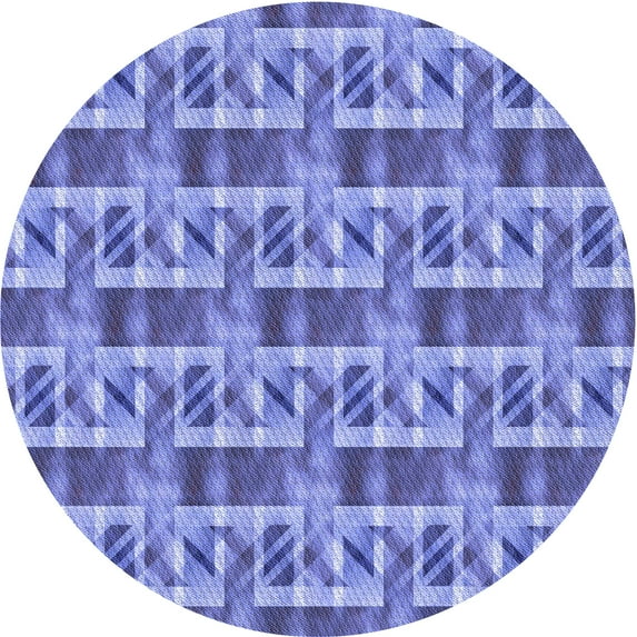 Ahgly Company Machine Washable Indoor Round Transitional Denim Blue Area Rugs, 6' Round