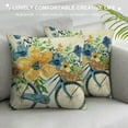 thumbnail image 3 of Leisuo Blue Flower Gnome Decorative Throw Pillow Cover, Floral Rose Buffalo Plaid Porch Patio Outdoor Home Decor, Bloom Stripes Bike Seasonal Farmhouse Couch Cushion Case, 3 of 5