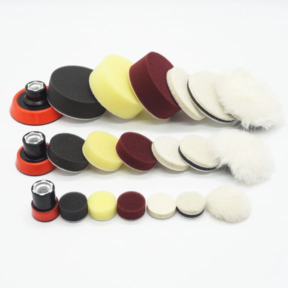 WRITWAA 7PCS 1.2 inch Polishing Sponge Pads Kit for Car Use Assorted Colors Self Adhesive Buffer Wheels Wool Pads for Waxing and Sealing
