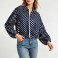 thumbnail image 5 of Vmvidoty Womens Polka Dot Cropped Jacket Zip Up 2026 Trendy Casual Fashion Jacket Coat with Pockets Navy XS, 5 of 6